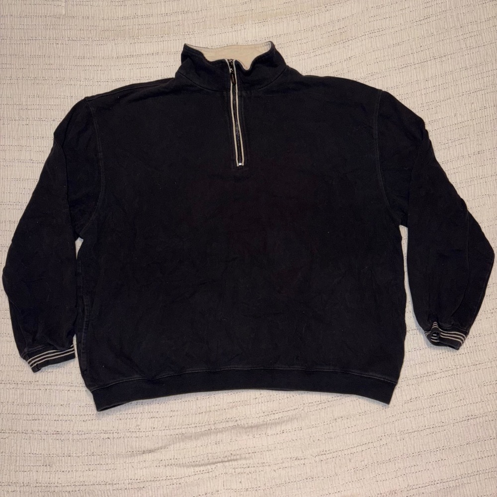 Ping Golf Mens XL Quarter Zip‎ Pullover Black Cotton Mock Neck Sweatshirt Pocket